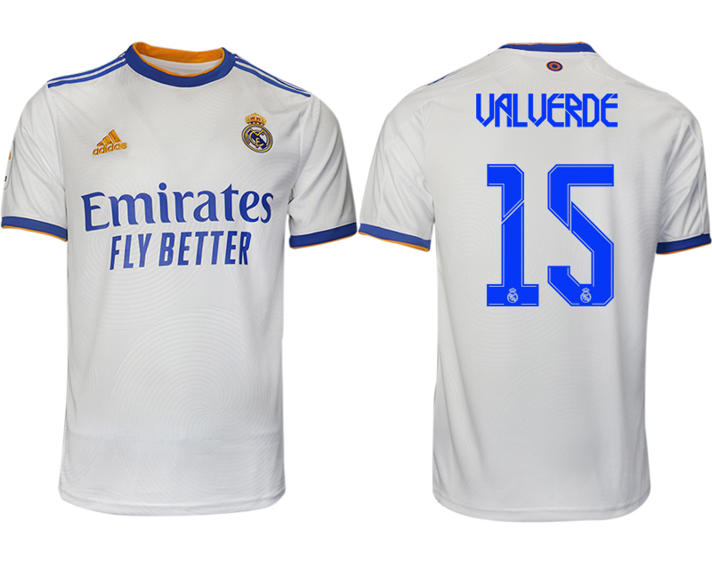 Men 2021-2022 Club Real Madrid home aaa version white 15 VALVERDE Soccer Jerseys