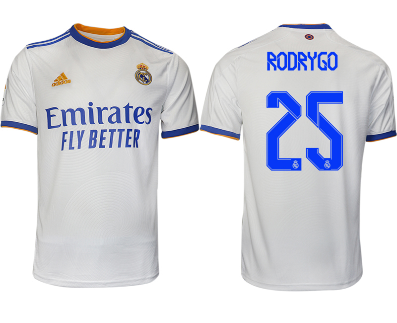 Men 2021-2022 Club Real Madrid home aaa version white 25 RODRYGO Soccer Jerseys