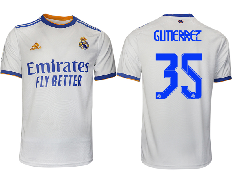 Men 2021-2022 Club Real Madrid home aaa version white 35 GUTIERREZ Soccer Jerseys