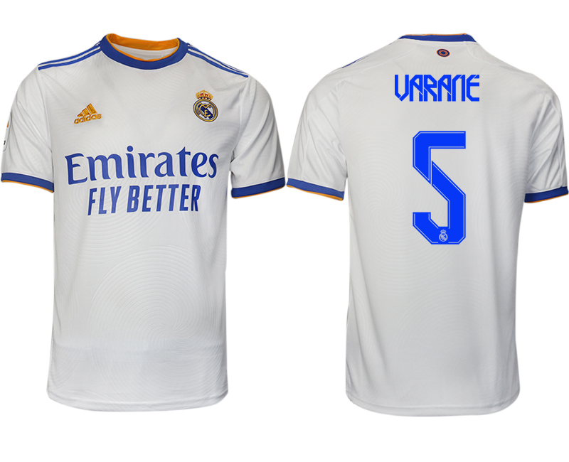 Men 2021-2022 Club Real Madrid home aaa version white 5 VARANE Soccer Jerseys