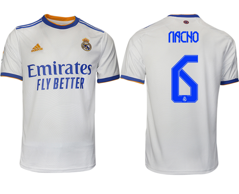 Men 2021-2022 Club Real Madrid home aaa version white 6 NACHO Soccer Jerseys