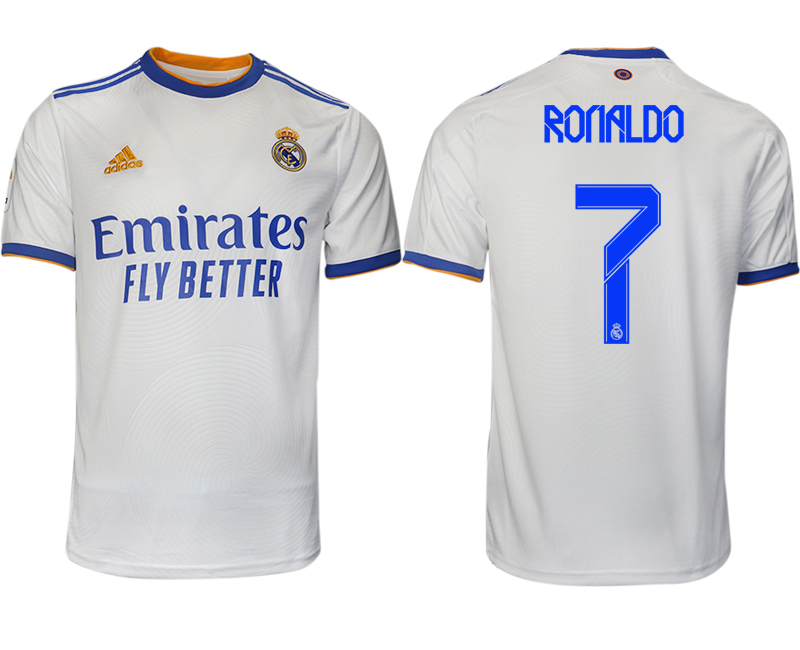 Men 2021-2022 Club Real Madrid home aaa version white 7 RONALDO Soccer Jerseys