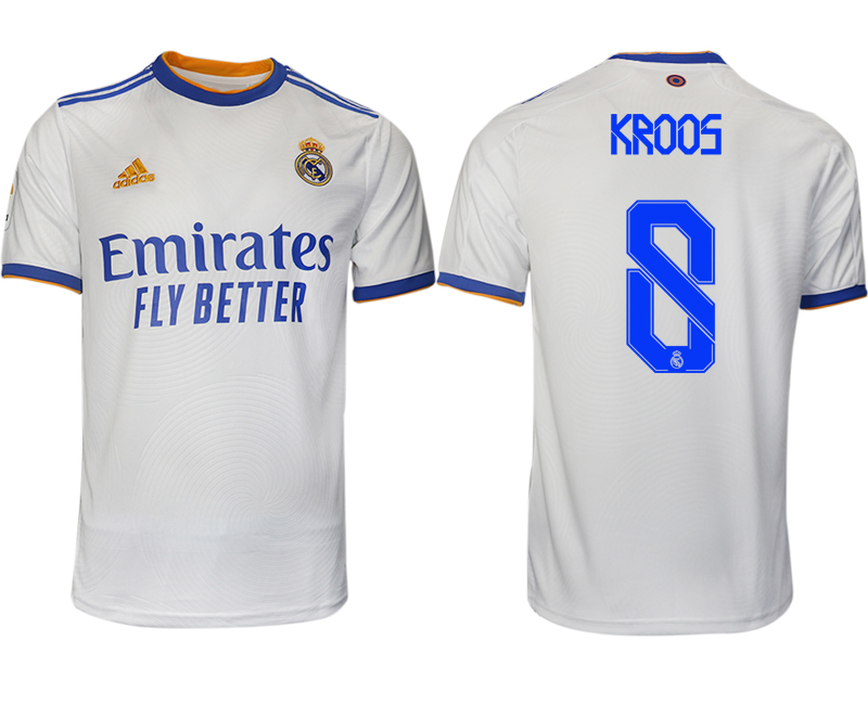 Men 2021-2022 Club Real Madrid home aaa version white 8 KROOS Soccer Jerseys