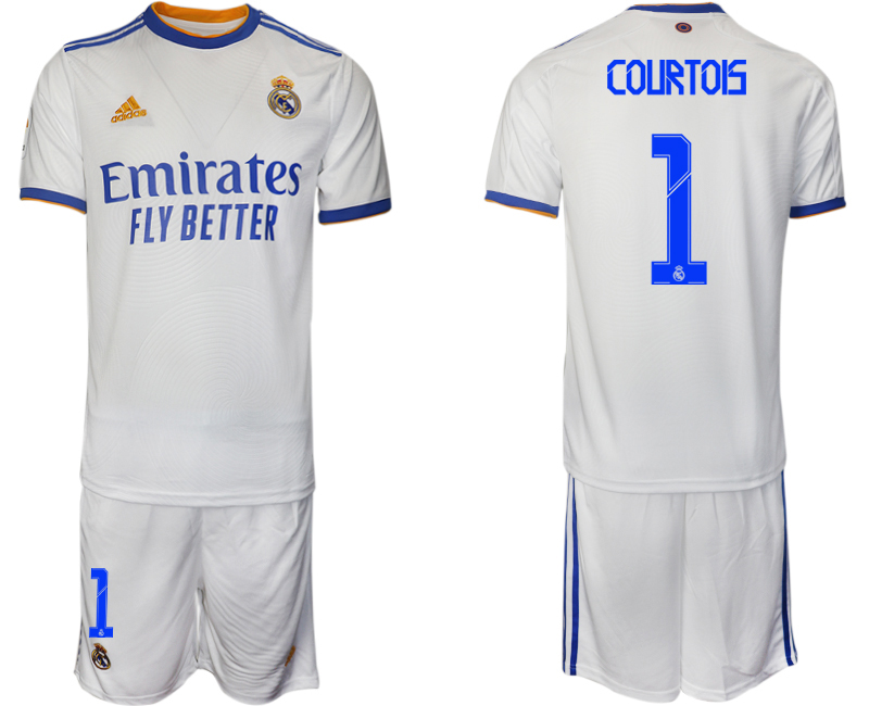 Men 2021-2022 Club Real Madrid home white 1 COURTOIS Soccer Jerseys