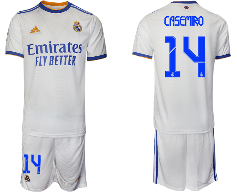 Men 2021-2022 Club Real Madrid home white 14 CASEMIRO Soccer Jerseys