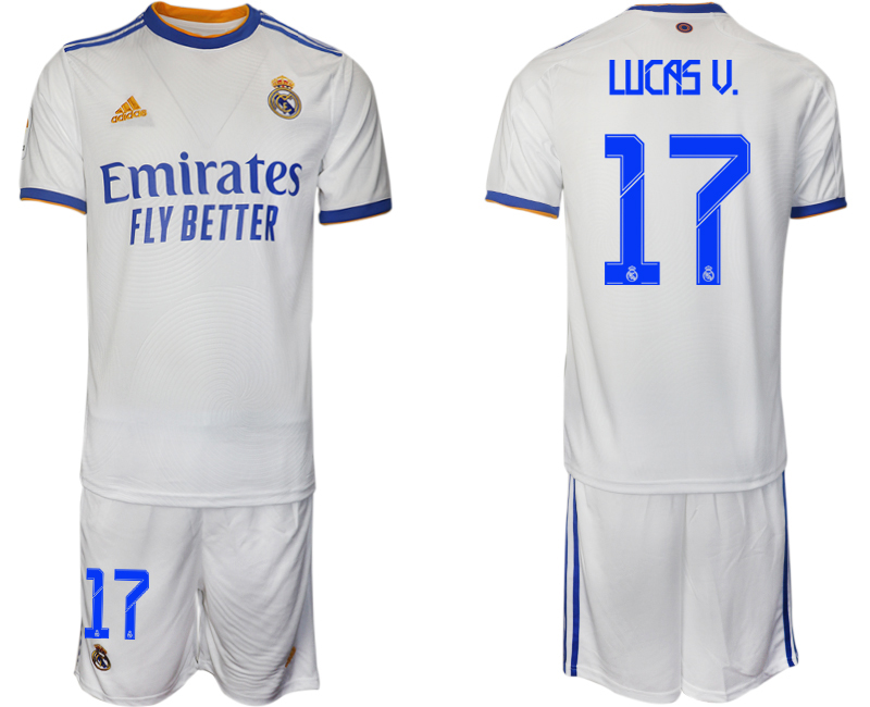 Men 2021-2022 Club Real Madrid home white 17 LUCAS V. Soccer Jerseys