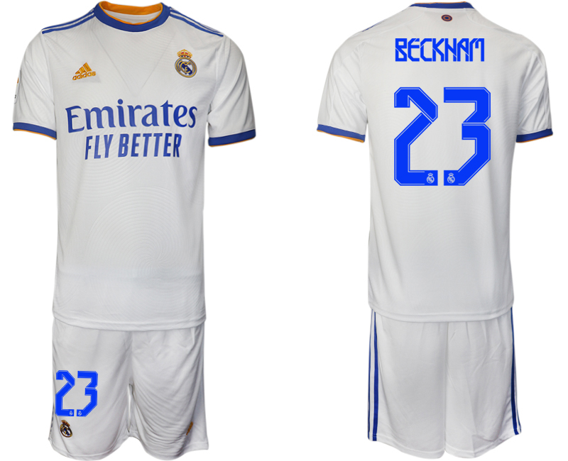 Men 2021-2022 Club Real Madrid home white 23 BECKNAM Soccer Jerseys1