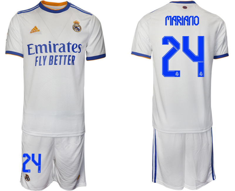 Men 2021-2022 Club Real Madrid home white 24 MARIANO Soccer Jerseys