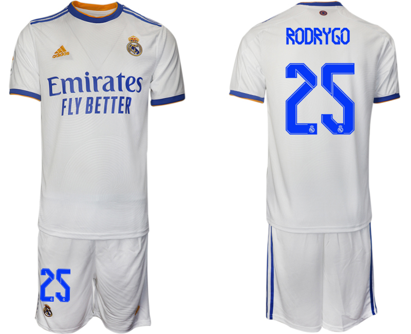 Men 2021-2022 Club Real Madrid home white 25 RODRYGO Soccer Jerseys