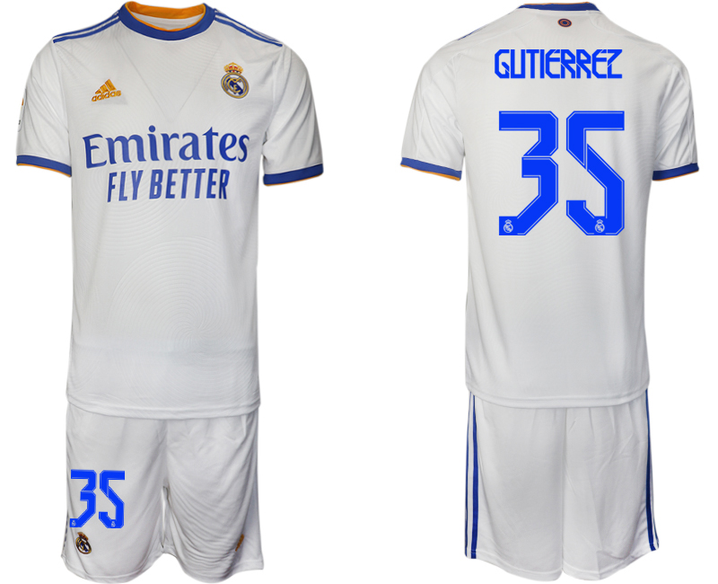 Men 2021-2022 Club Real Madrid home white 35 GUTIERREZ Soccer Jerseys