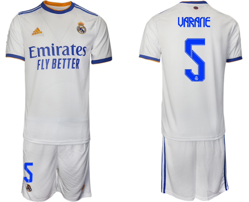 Men 2021-2022 Club Real Madrid home white 5 VARANE Soccer Jerseys