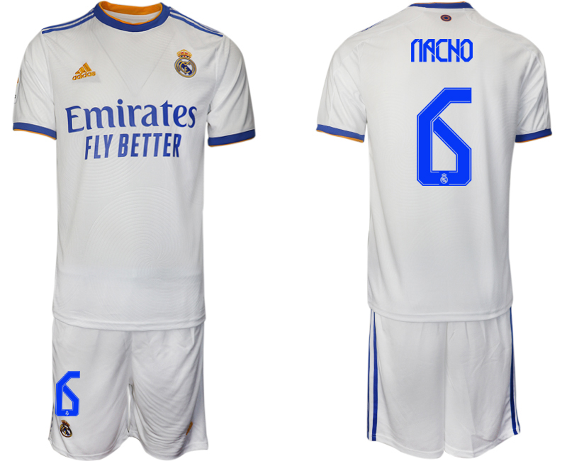 Men 2021-2022 Club Real Madrid home white 6 NACHO Soccer Jerseys