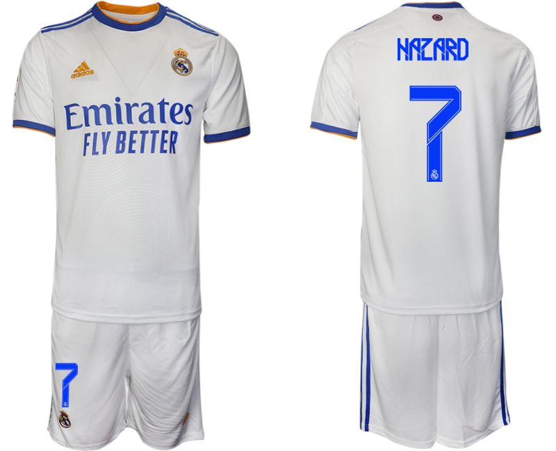 Men 2021-2022 Club Real Madrid home white 7 HAZARD Soccer Jerseys