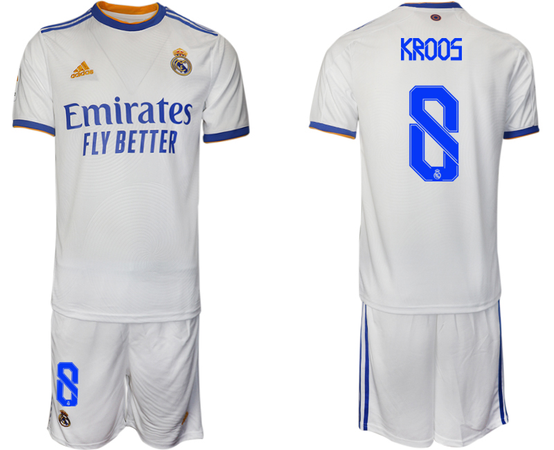 Men 2021-2022 Club Real Madrid home white 8 KROOS Soccer Jerseys