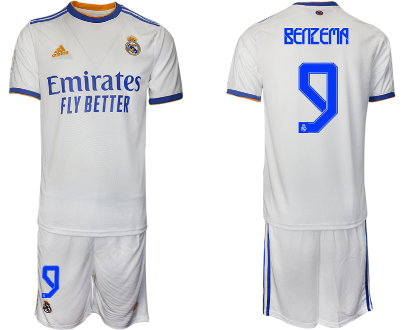 Men 2021-2022 Club Real Madrid home white 9 BENZEMA Soccer Jerseys