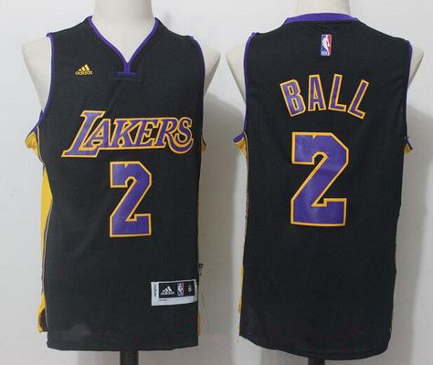 Men's 2017 Draft Los Angeles Lakers #2 Lonzo Ball Black Stitched NBA adidas Revolution 30 Swingman Jersey