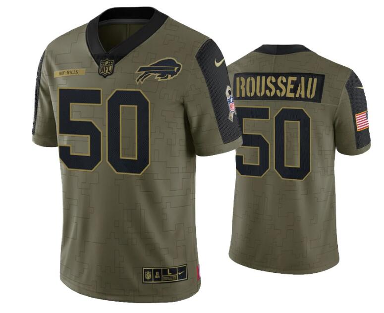 Men's 2021 Salute To Service Gregory Rousseau Bills #50 Nike Olive Limited Jersey