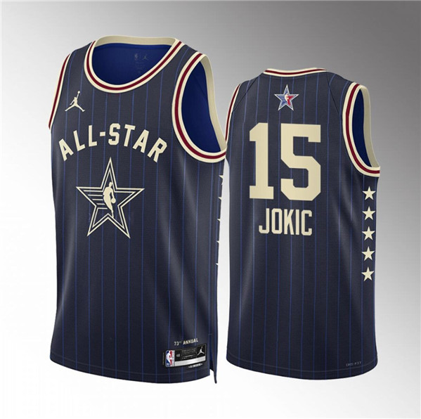 Men's 2024 AllStar 15 Nikola Jokic Navy Stitched Basketball Jersey