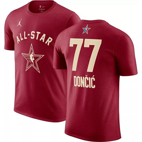 Men's 2024 All-Star #77 Luka  Crimson T-Shirt