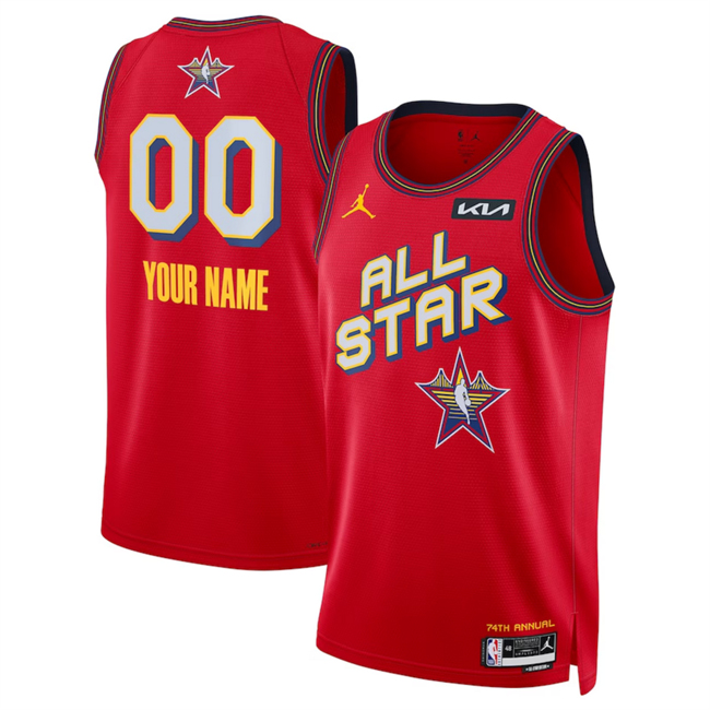 Men's 2025 All-Star Active Player Custom Red Stitched Basketball Jersey