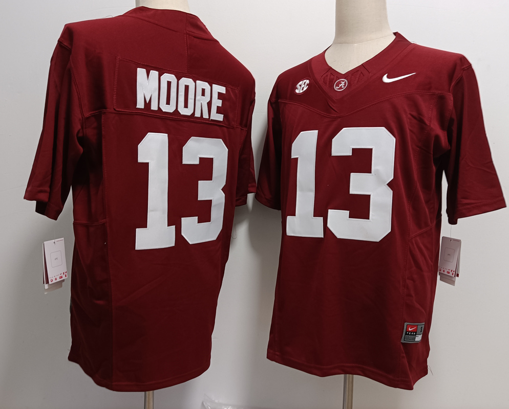 Men's Alabama Crimson Tide #13 Malachi Moore Red FUSE College Stitched Jersey