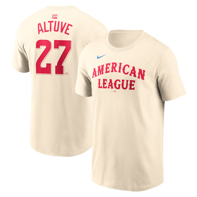 Men's American League #27 Jose Altuve Cream 2024 All-Star Name & Number T-Shirt