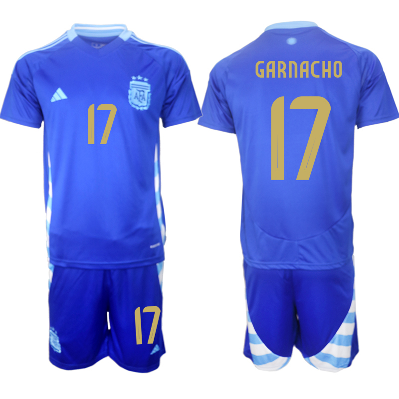 Men's Argentina away 17# GARNACHO 2024-25 Suit Soccer Jerseys