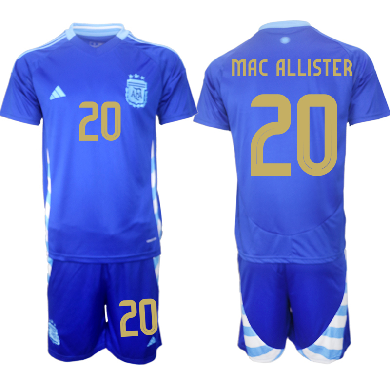 Men's Argentina away 20# MAC ALLISTER 2024-25 Suit Soccer Jerseys