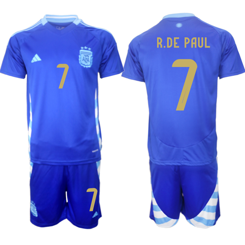 Men's Argentina away 7# R.DE PAUL 2024-25 Suit Soccer Jerseys