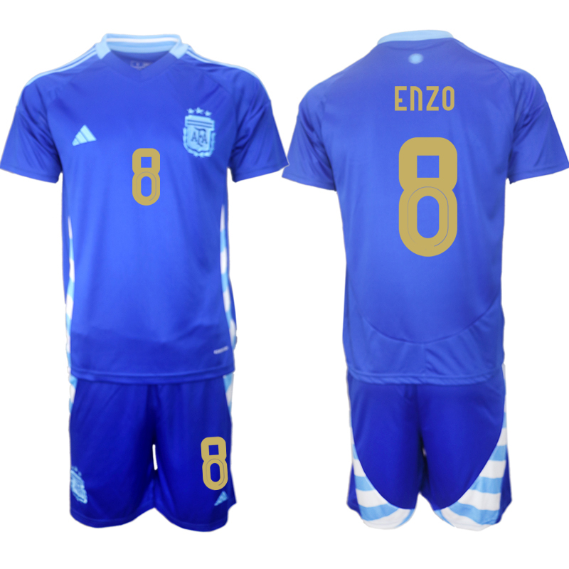 Men's Argentina away 8# ENZO 2024-25 Suit Soccer Jerseys