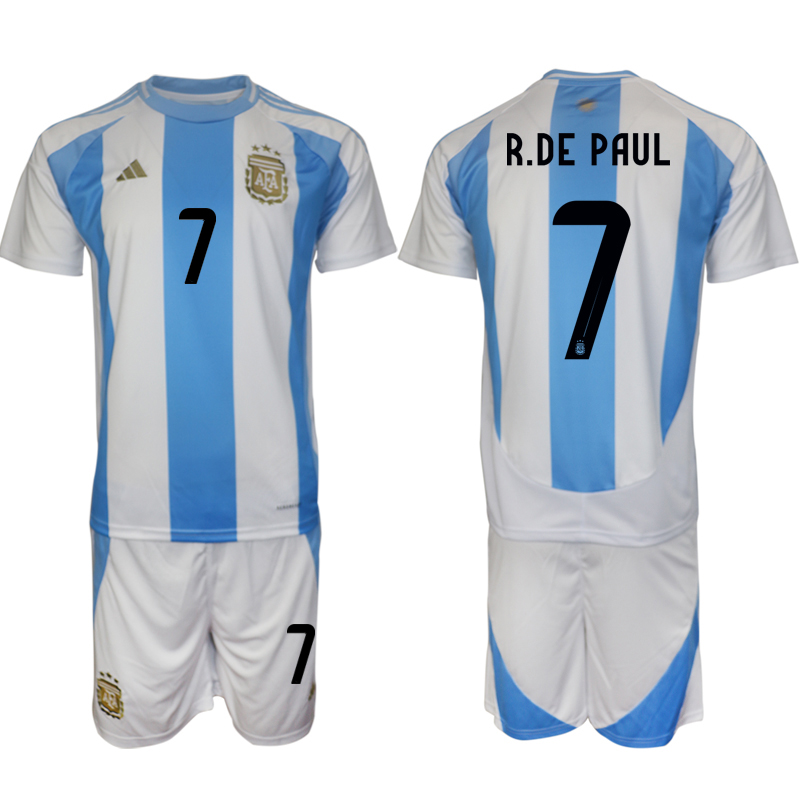 Men's Argentina home 7# R.DE PAUL 2024-25 Suit Soccer Jerseys