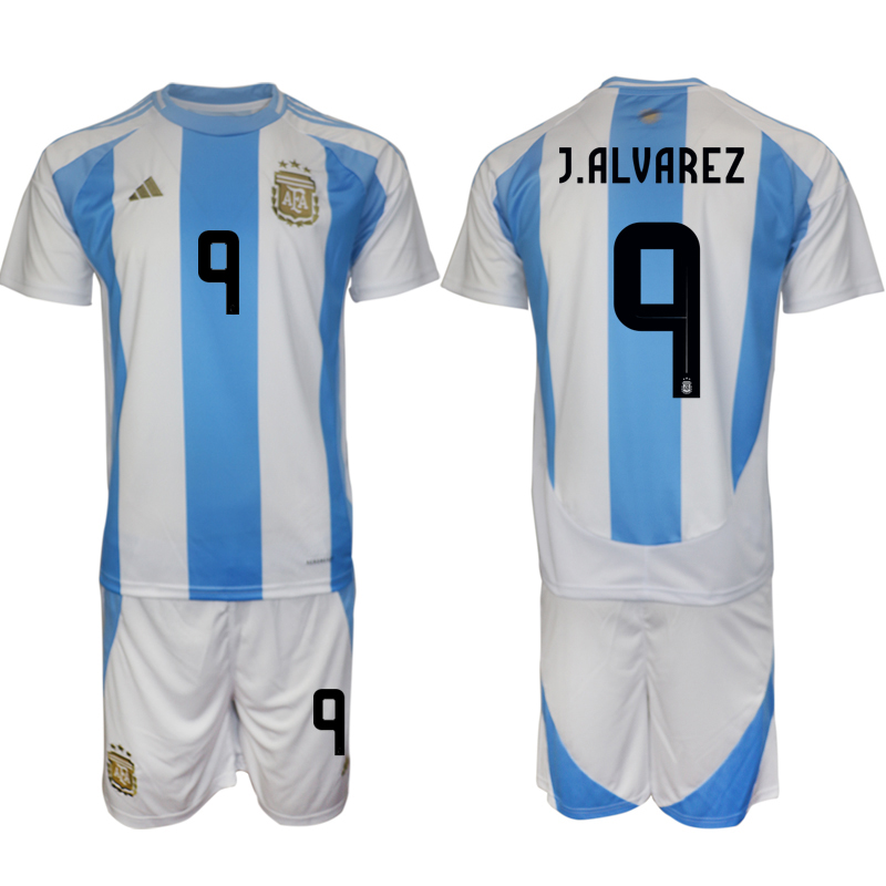 Men's Argentina home 9# J.ALVAREZ 2024-25 Suit Soccer Jerseys