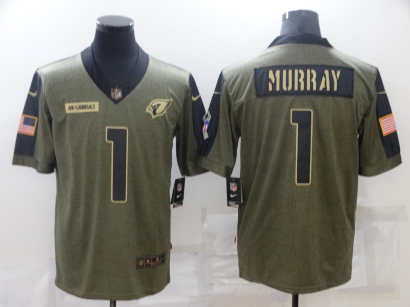 Men's Arizona Cardinals #1 Kyler Murray Nike Olive 2021 Salute To Service Limited Player  Jersey