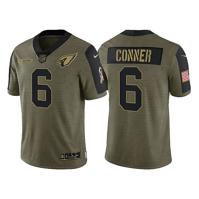 Men's Arizona Cardinals #6 James Conner 2021 Salute To Service Olive Jersey Limited