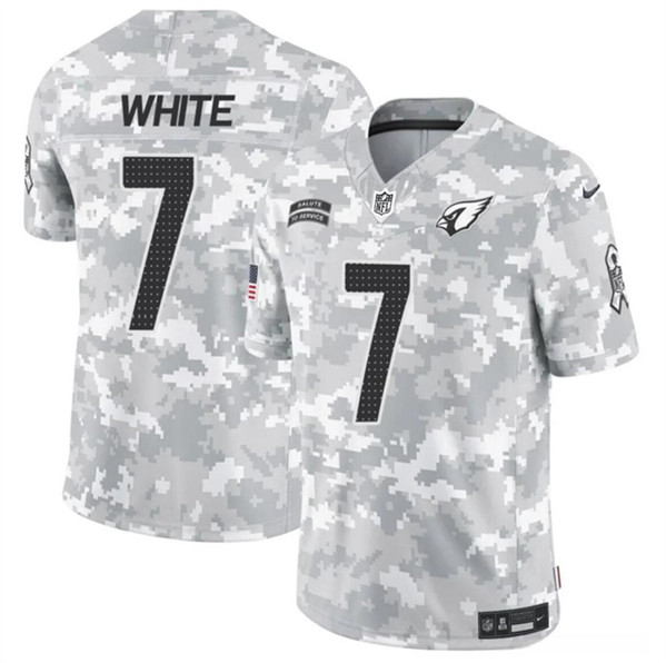 Men's Arizona Cardinals #7 Kyzir White 2024 F.U.S.E. Arctic Camo Salute to Service Limited Football Stitched Jersey