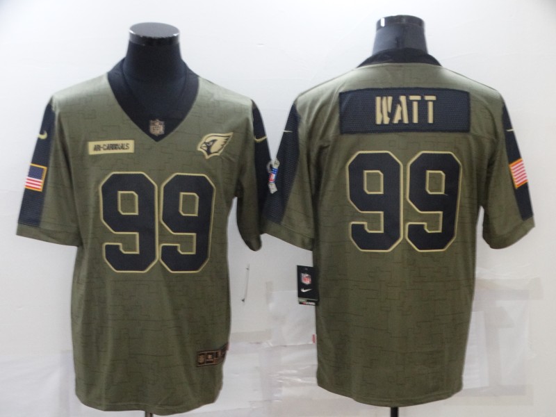 Men's Arizona Cardinals #99 J.J. Watt Nike Olive 2021 Salute To Service Limited Player  Jersey