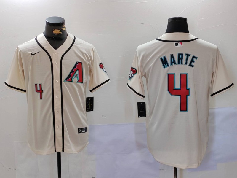 Men's Arizona Diamondback #4 Ketel Marte Number Cream Cool Base Limited Stitched Jersey