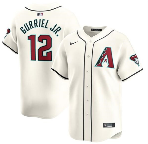 Men's Arizona Diamondbacks #12 Lourdes Gurriel Jr. 2023-24 Cream Cool Base Stitched Baseball Jersey