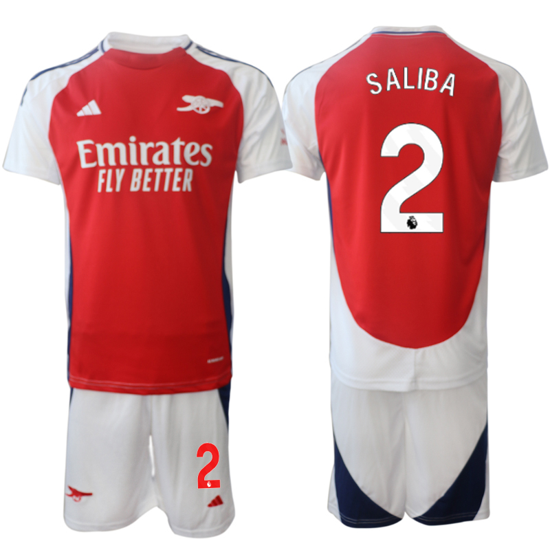 Men's Arsenal home 2# SALIBA 2024-25 Suit Soccer Jerseys