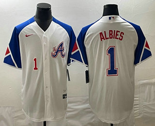 Men's Atlanta Braves #1 Ozzie Albies Number White 2023 City Connect Cool