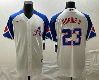 Men's Atlanta Braves #23 Michael Harris II White 2023 City Connect Cool Base Stitched Jersey