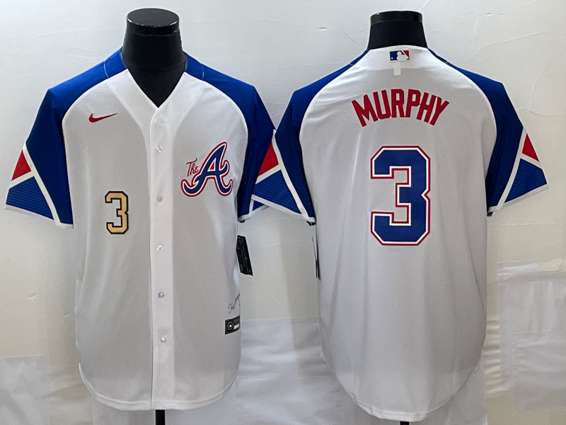 Men's Atlanta Braves #3 Dale Murphy Number White 2023 City Connect Cool Base Stitched Jerseys