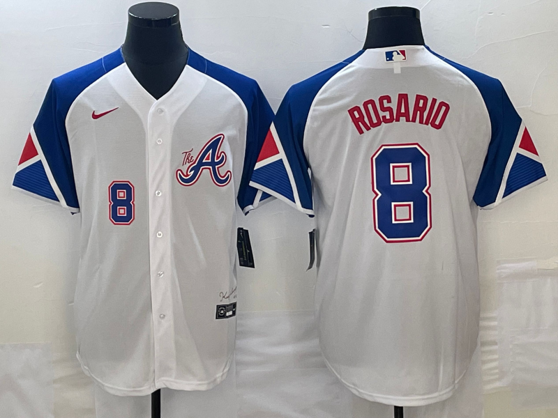 Men's Atlanta Braves #8 Eddie Rosario Number White 2023 City Connect Cool Base Stitched Jersey1