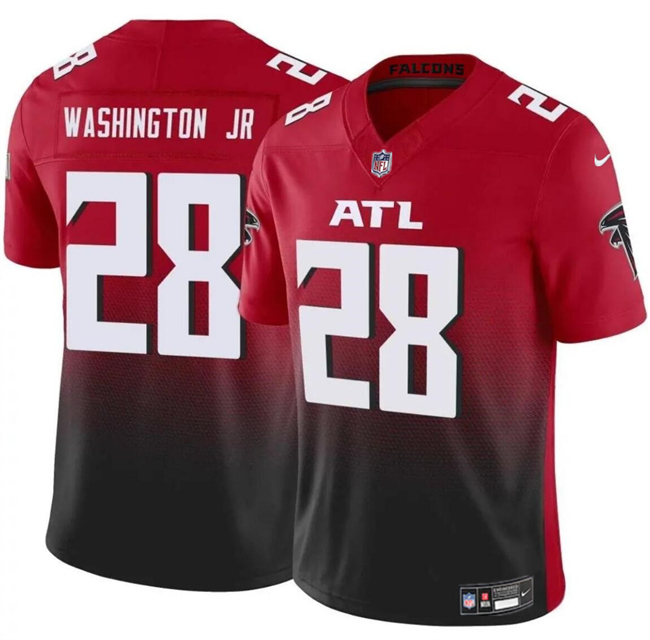 Men's Atlanta Falcons #28 Carlos Washington Jr Red Black 2024 F.U.S.E Vapor Untouchable Limited Football Stitched Jersey