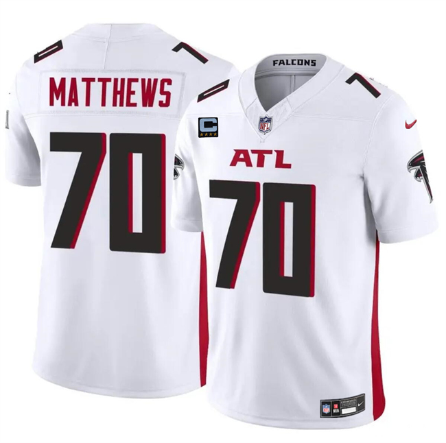 Men's Atlanta Falcons #70 Jake Matthews White 2024 F.U.S.E With 4-Star C Patch Vapor Untouchable Limited Stitched Football Jersey