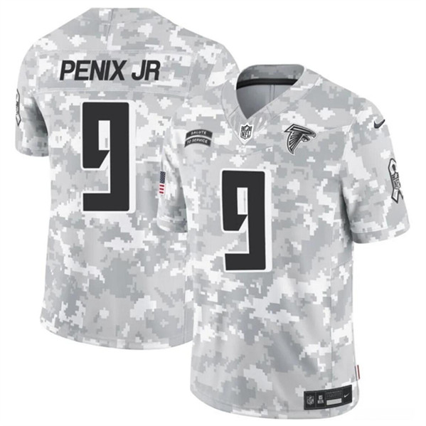 Men's Atlanta Falcons #9 Michael Penix Jr. 2024 F.U.S.E. Arctic Camo Salute to Service Limited Football Stitched Jersey