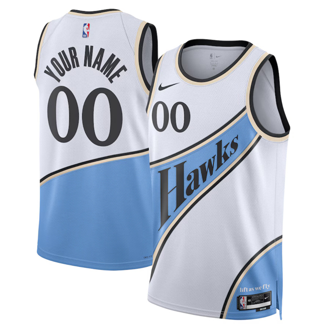 Men's Atlanta Hawks Active Player Custom White 2024-25 City Edition Stitched Jersey