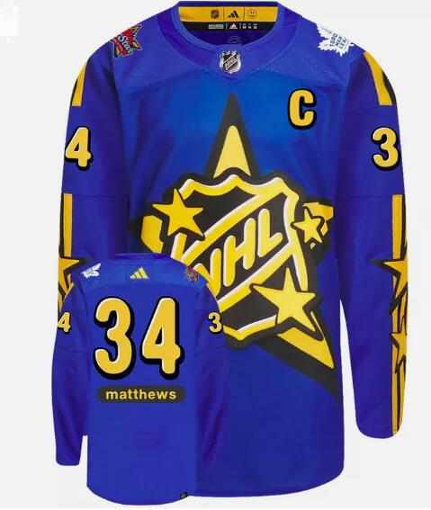 Men's Auston Matthews 2024 NHL All-Star #34 Game adidas x drew house Blue Stitched Jersey