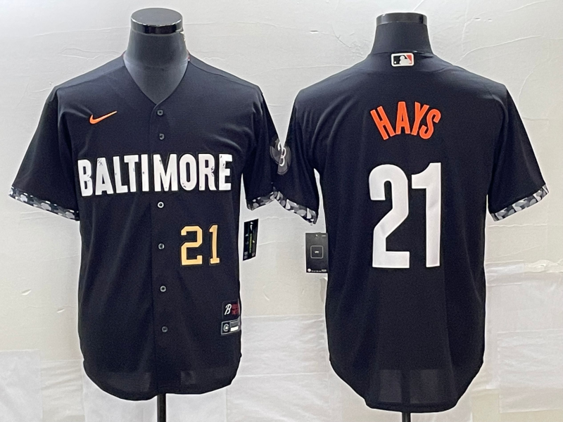 Men's Baltimore Orioles #21 Austin Hays Number Black 2023 City Connect Cool Base Stitched Jersey