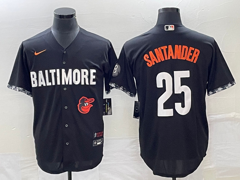 Men's Baltimore Orioles #25 Anthony Santander Black 2023 City Connect Cool Base Stitched Jersey 1